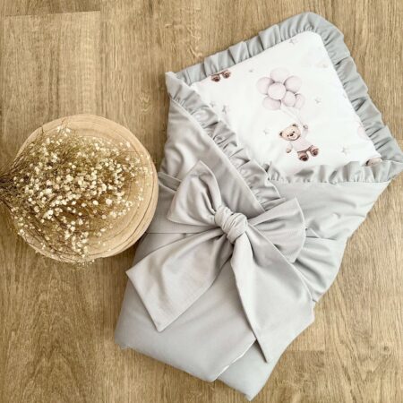 Rożek z kolekcji Miś Teddy balony szare + VELVET szary