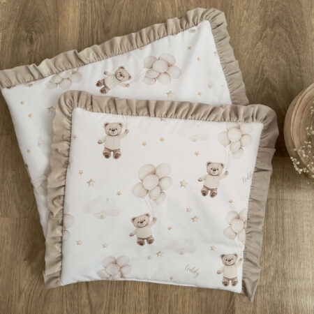 Poszewka z kolekcji  MIŚ TEDDY balony beżowe + VELVET beż