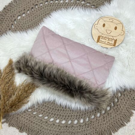 Mufka VELVET brudny róż + puszek beż