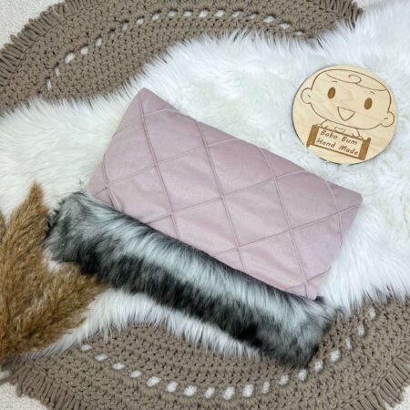 Mufka VELVET brudny róż + puszek szary