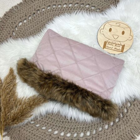 Mufka VELVET brudny róż + puszek rudy