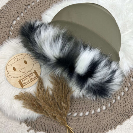 Kołnierz futrzany czarno, biało, szary