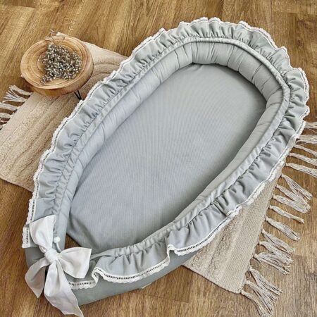 Kokon niemowlęcy z kolekcji SWEET BABY + VELVET szary