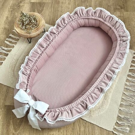 Kokon niemowlęcy z kolekcji SWEET BABY + VELVET brudny róż