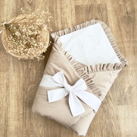 Rożek z kolekcji NIEREGULARNE KROPKI beż + VELVET beż