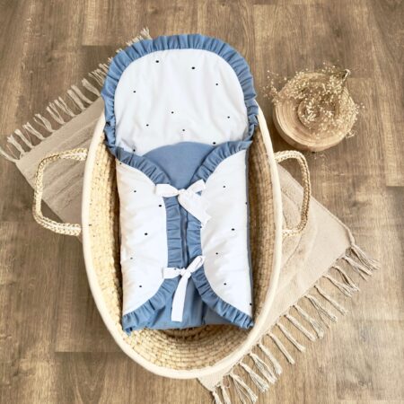 Becik niemowlęcy z kolekcji NIEREGULARNE KROPKI + VELVET jeans