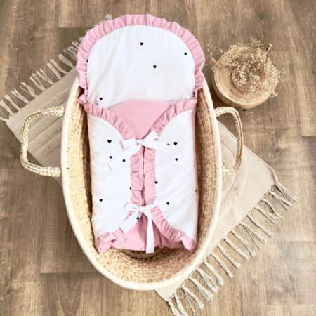 Becik niemowlęcy z kolekcji SERDUSZKA + VELVET róż