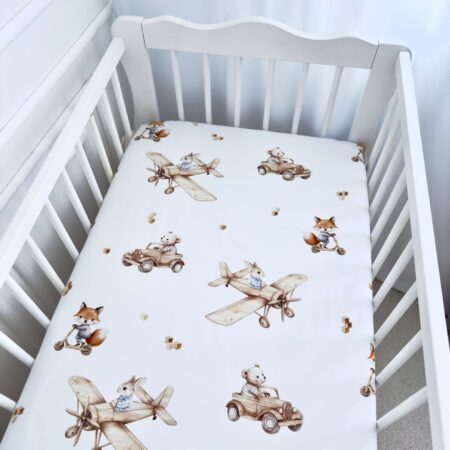 Prześcieradło bawełna DREWNIANE POJAZDY