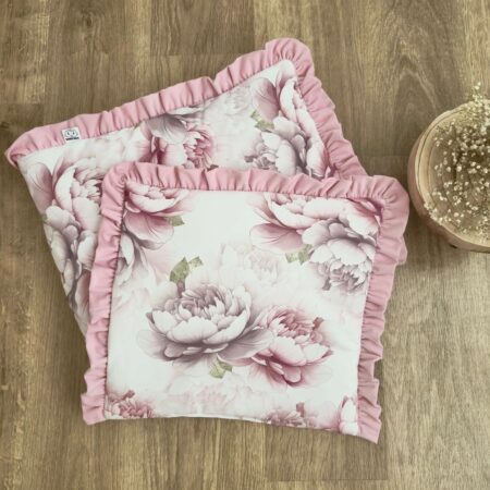 Kołderka + poduszka z wypełnieniem. Kolekcja PIWONIE + VELVET róż