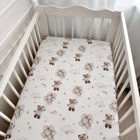 Prześcieradło bawełna MIŚ TEDDY balony beż