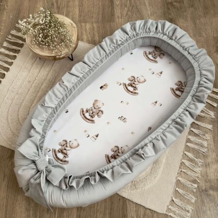 Kokon niemowlęcy z kolekcji KONIK NA BIEGUNACH + VELVET szary