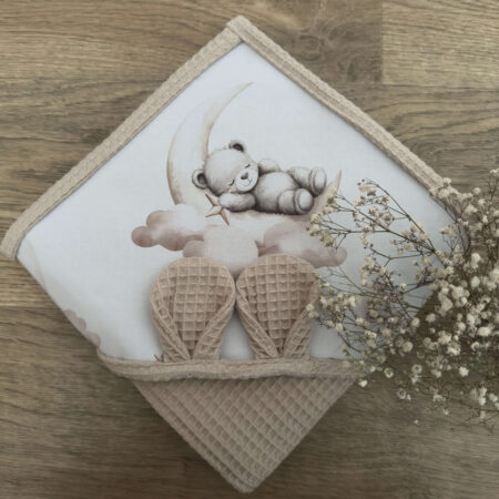 Ręcznik niemowlęcy MIŚ NA KSIĘŻYCU + WAFEL beż