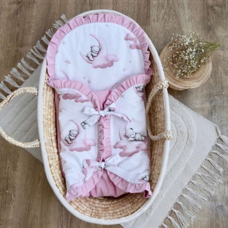 Becik niemowlęcy z kolekcji MIŚ NA KSIĘŻYCU + VELVET róż