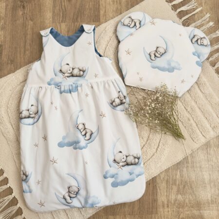 Śpiworek do spania kolekcja MIŚNA KSIĘŻYCU + VELVET jeans + poduszka GRATIS