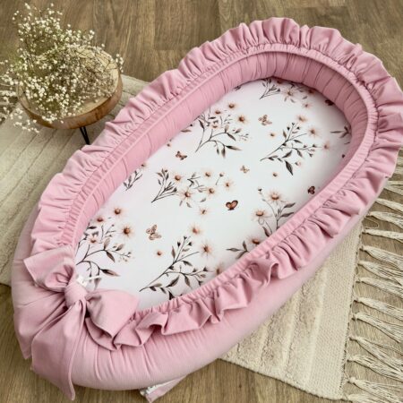 Kokon niemowlęcy z kolekcji STOKROTKI + VELVET róż