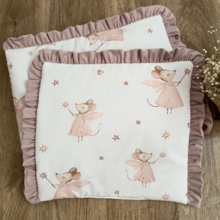 Kołderka + poduszka z wypełnieniem. Kolekcja MAŁA WRÓŻKA + VELVET brudny róż