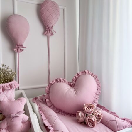 Poduszka SERCE z falbanką VELVET róż