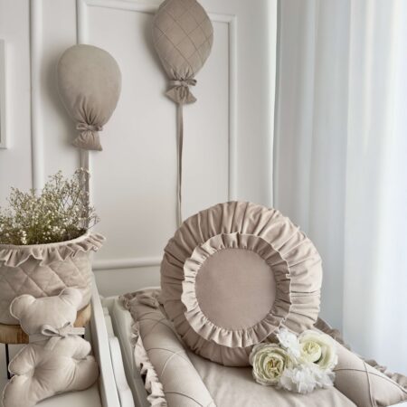 Poduszka okrągła FALBANKA VELVET beż