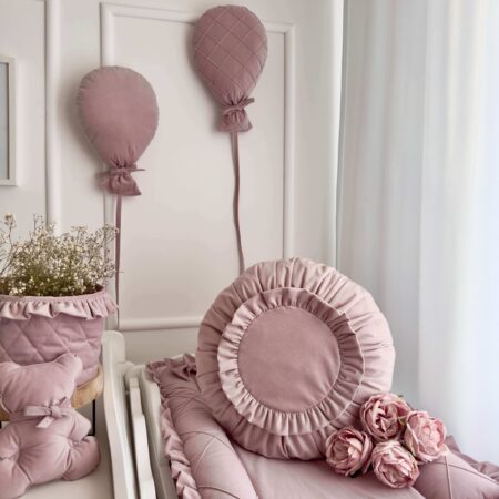 Poduszka okrągła FALBANKA VELVET brudny róż