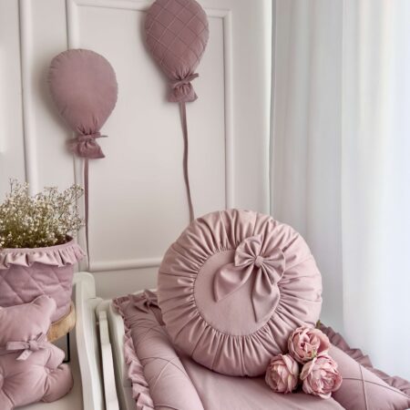 Poduszka okrągła KOKARDKA VELVET brudny róż