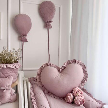 Poduszka SERCE z falbanką VELVET brudny róż