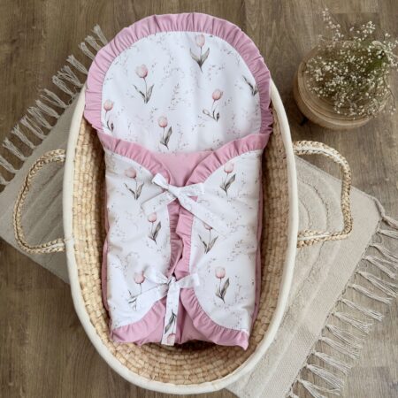 Becik niemowlęcy z kolekcji TULIPANY + VELVET róż