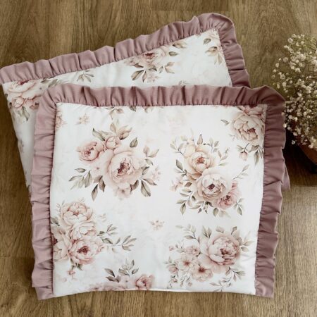 Poszewka z kolekcji PIWONIE Z LISTKIEM + VELVET brudny róż