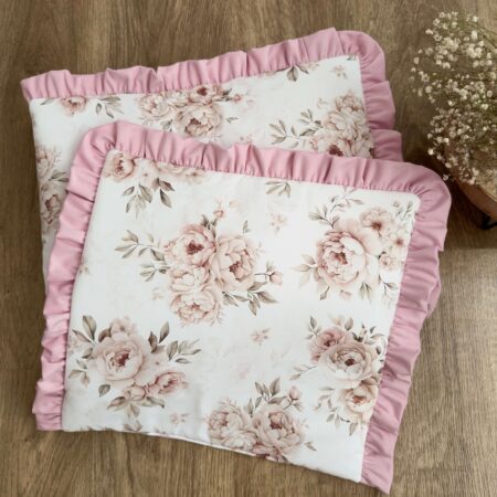 Poszewka z kolekcji PIWONIE Z LISTKIEM + VELVET róż