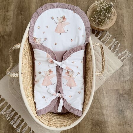 Becik niemowlęcy z kolekcji MAŁA WRÓŻKA + VELVET brudny róż
