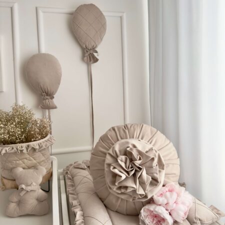 Poduszka okrągła KWIAT VELVET beż