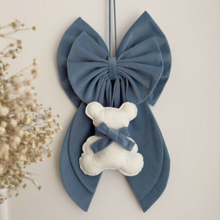 Kokarda ozdobna VELVET jeans + miś