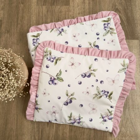 Kołderka + poduszka z wypełnieniem. Kolekcja JAGODY+ VELVET róż