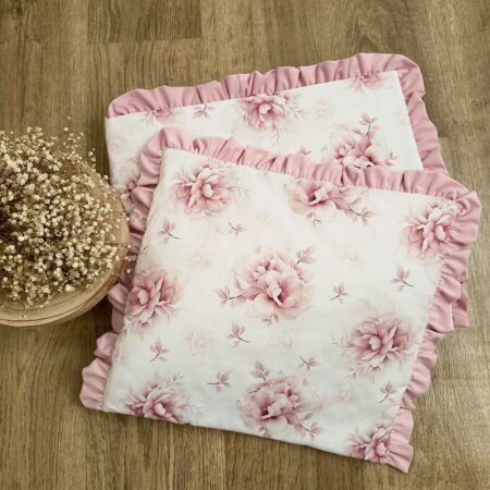 Kołderka + poduszka z wypełnieniem. Kolekcja ZAWILEC JAPOŃSKI + VELVET róż