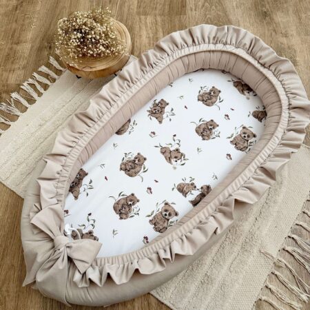 Kokon niemowlęcy z kolekcji MISIOWA RODZINKA + VELVET beż