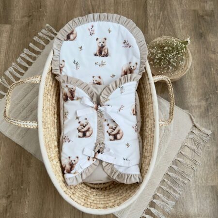 Becik niemowlęcy z kolekcji NIEDŹWIADKI + VELVET beż