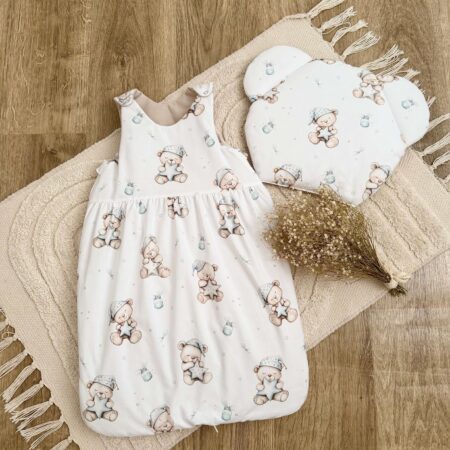 Śpiworek do spania kolekcja SŁODKIE SNY + VELVET beż + poduszka GRATIS