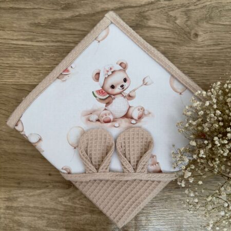 Ręcznik niemowlęcy ARBUZOWA ZABAWA + WAFEL beż