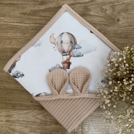 Ręcznik niemowlęcy BALONOWA PRZYGODA + WAFEL beż