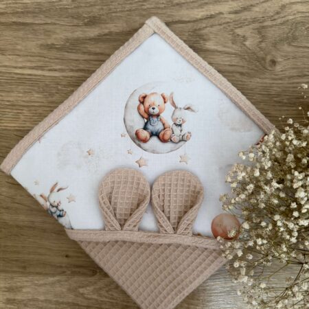 Ręcznik niemowlęcy KSIĘŻYCOWE PRZYTULANKI + WAFEL beż