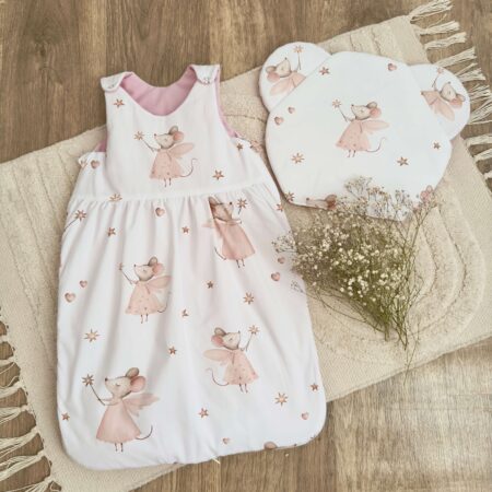 Śpiworek do spania kolekcja MAŁA WRÓŻKA + VELVET róż + poduszka GRATIS