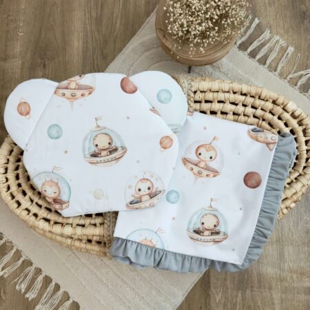 Kocyk + poduszka. Kolekcja UFOLUDKI + VELVET szary