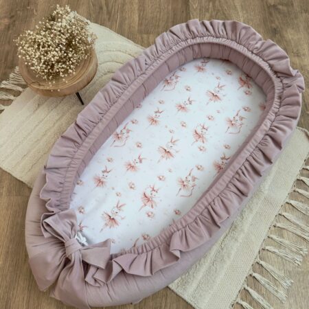 Kokon niemowlęcy z kolekcji BALETNICA + VELVET brudny róż