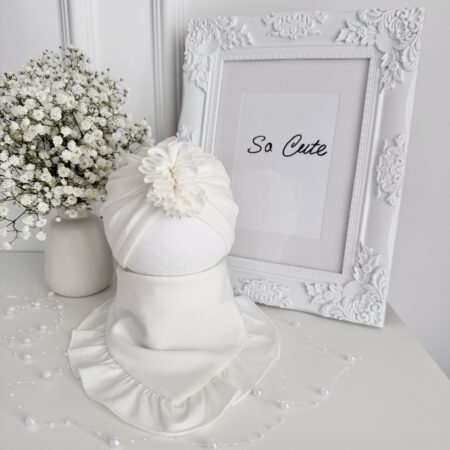 Komplet FALBANKA, TURBAN + CHUSTA śmietanka