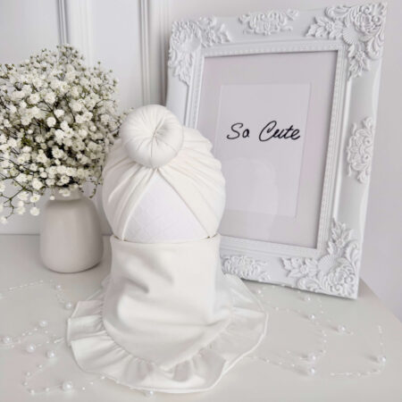 Komplet DONUT, TURBAN + CHUSTA śmietanka